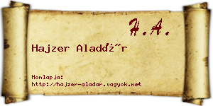 Hajzer Aladár névjegykártya